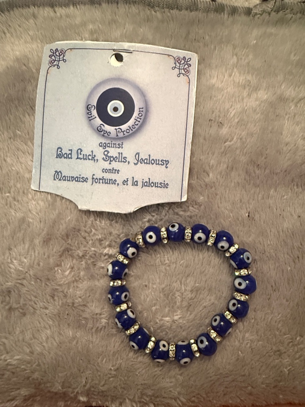 Evil Eye Beaded Stretch Bracelet - Blue